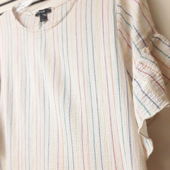 Rainbow flutter crop stripe boho top Anthro Drew P - Picture 2 of 4